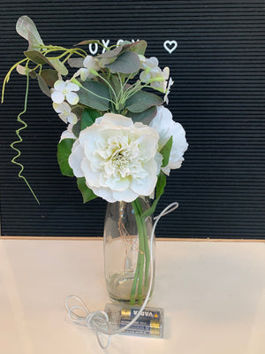 Artificial Flower 2405 w/ LED Vase Cream - Battery