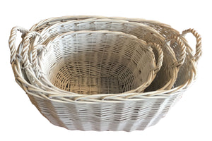 Thick Willow Basket 3 in 1 Set - White  (9300000612401 9300000612402 9300000612403)