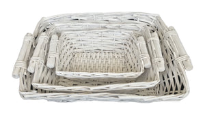 Bread Basket Rectangular Shape Set of 3 - White